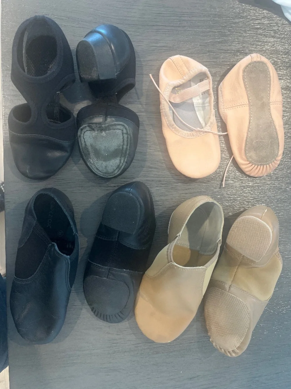 4-Pair Dance Shoe Lot - Capezio, Stelle Ballet, & Tan Jazz Shoes